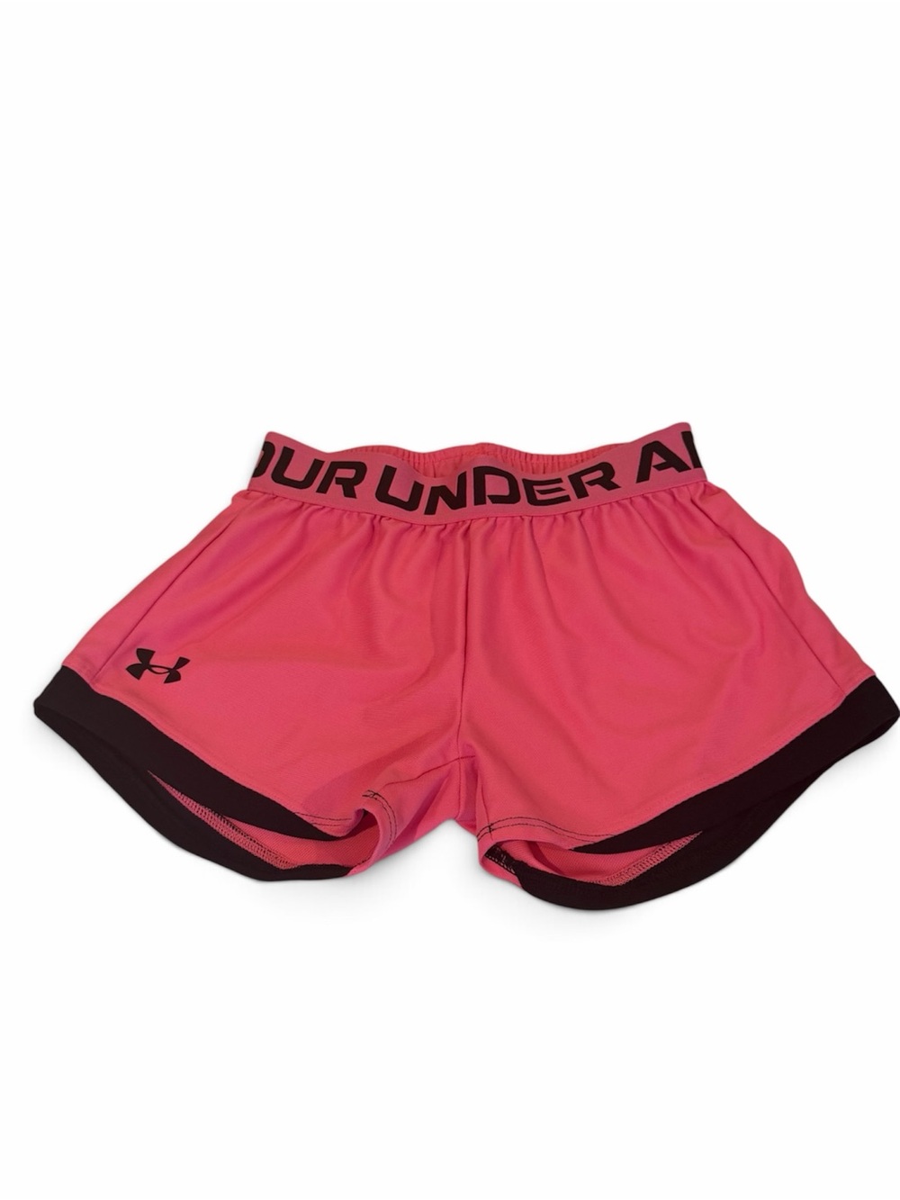 Under Armour Girls Pink Elastic-Waist Training Shorts with Black Trim